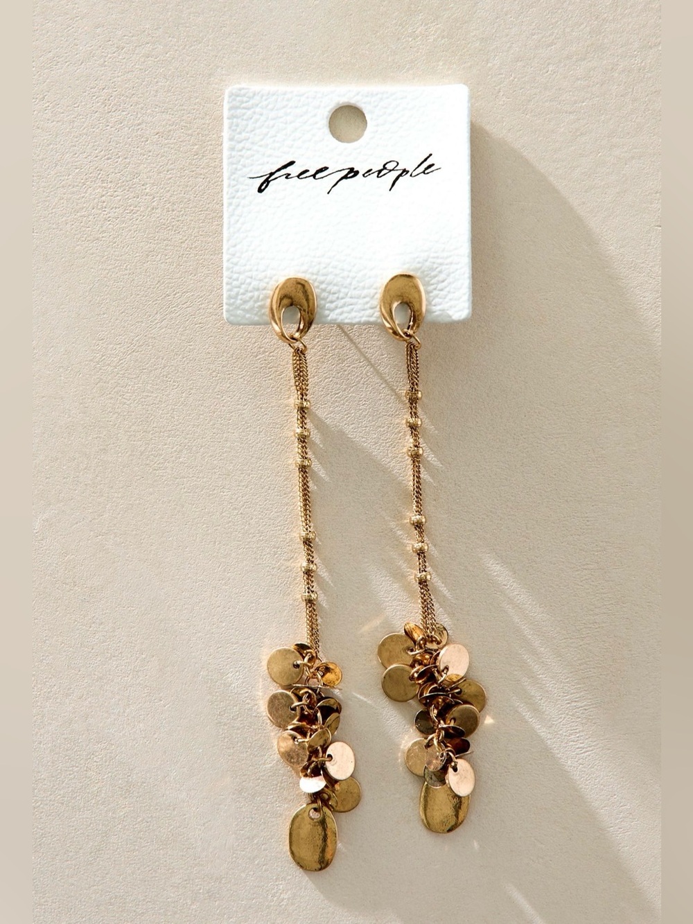 Free People Solana gold Long Dangle Cluster Disk Earring